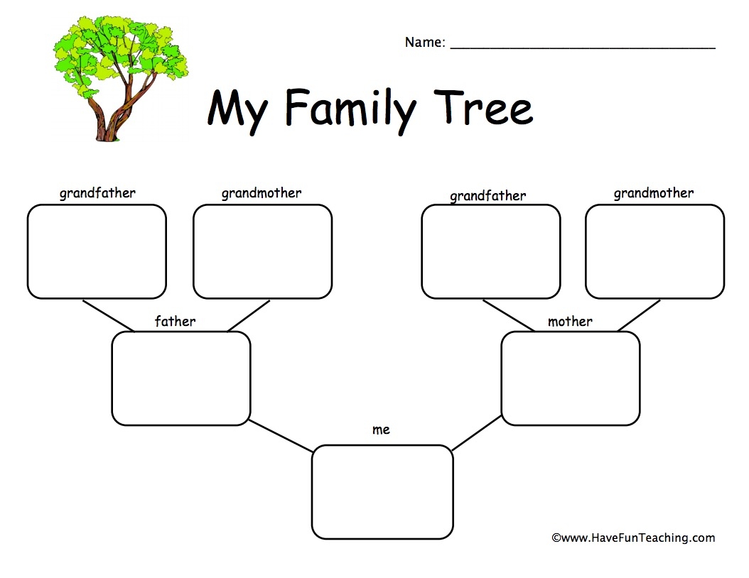 1 Child Family Tree Worksheet Have Fun Teaching FREE Printable Family Worksheets For Preschool