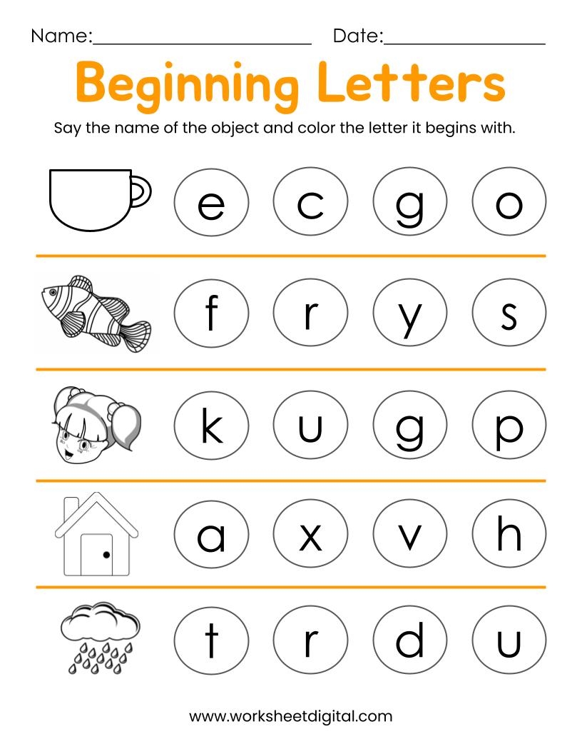 10 Printable Beginning Letters Worksheets For Kindergarten Preschool Homeschool Made By Teachers