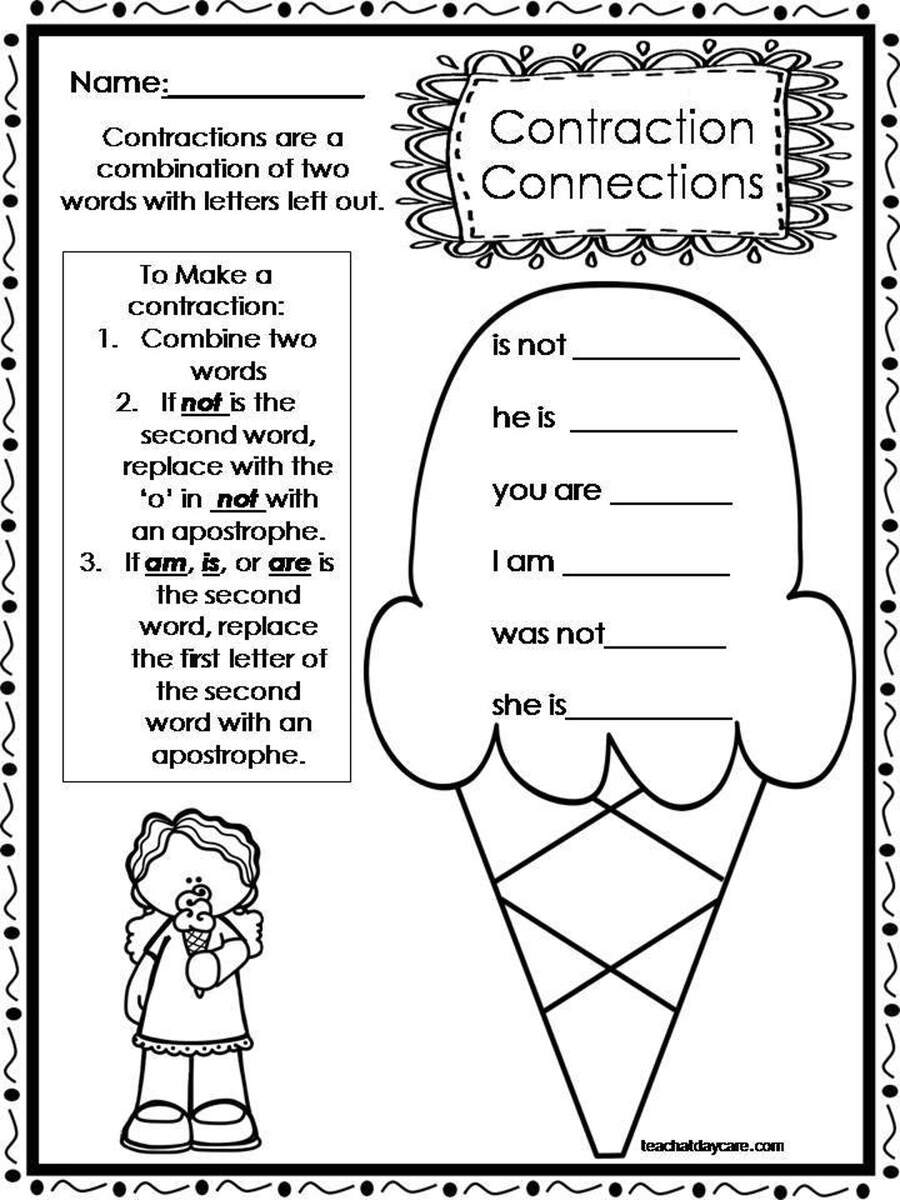 10 Printable Contractions Worksheets 1st 2nd Grade ELA Worksheets Etsy 10 Contractions Ideas Contractions Worksheets 2nd Grade Contractions For Grade 2 Contractions Worksheets 1st Grade