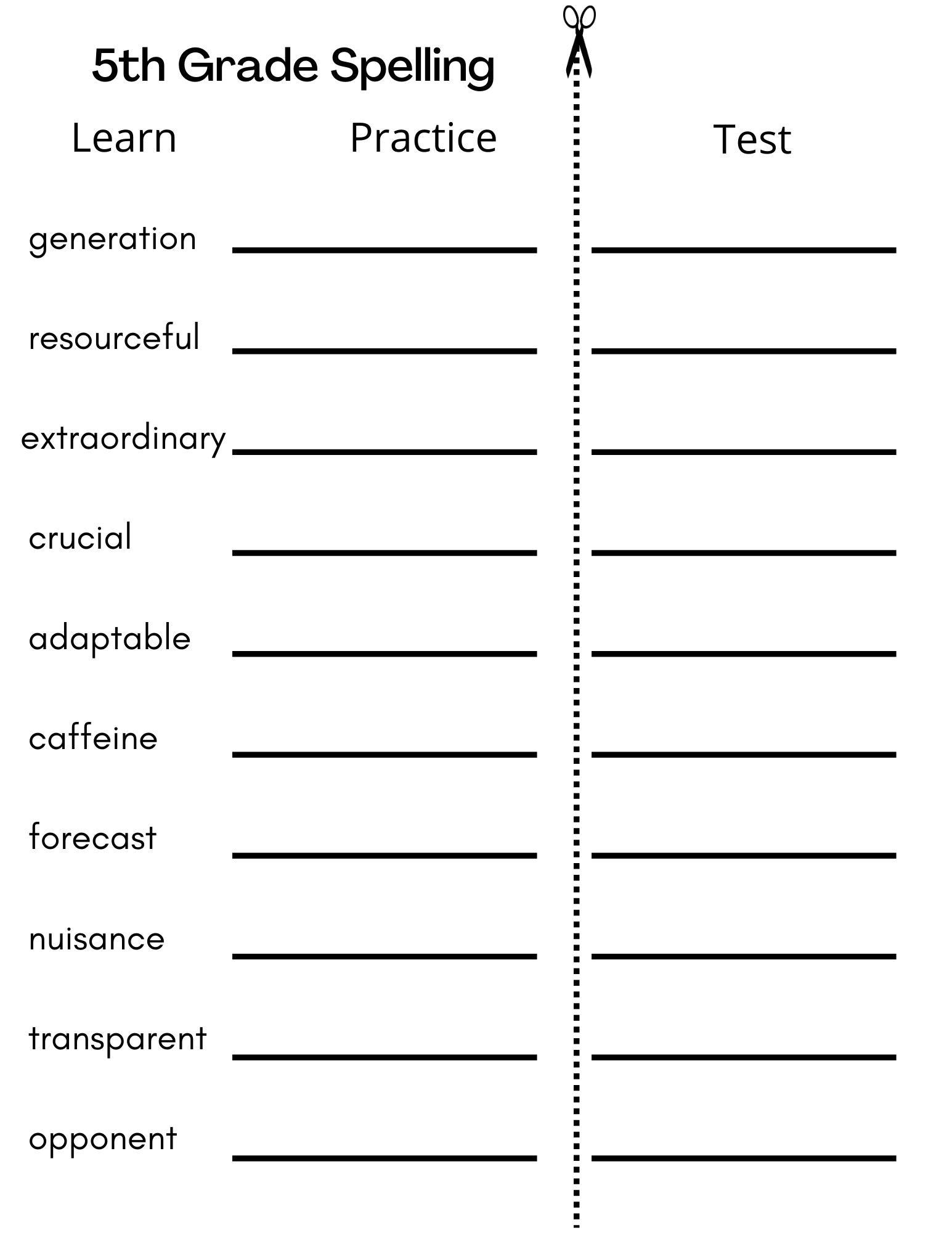 10 Printable Fifth Grade Spelling Writing Spelling Test Etsy Denmark 18 5th Grade Vocabulary Worksheets Printable Free PDF At Worksheeto