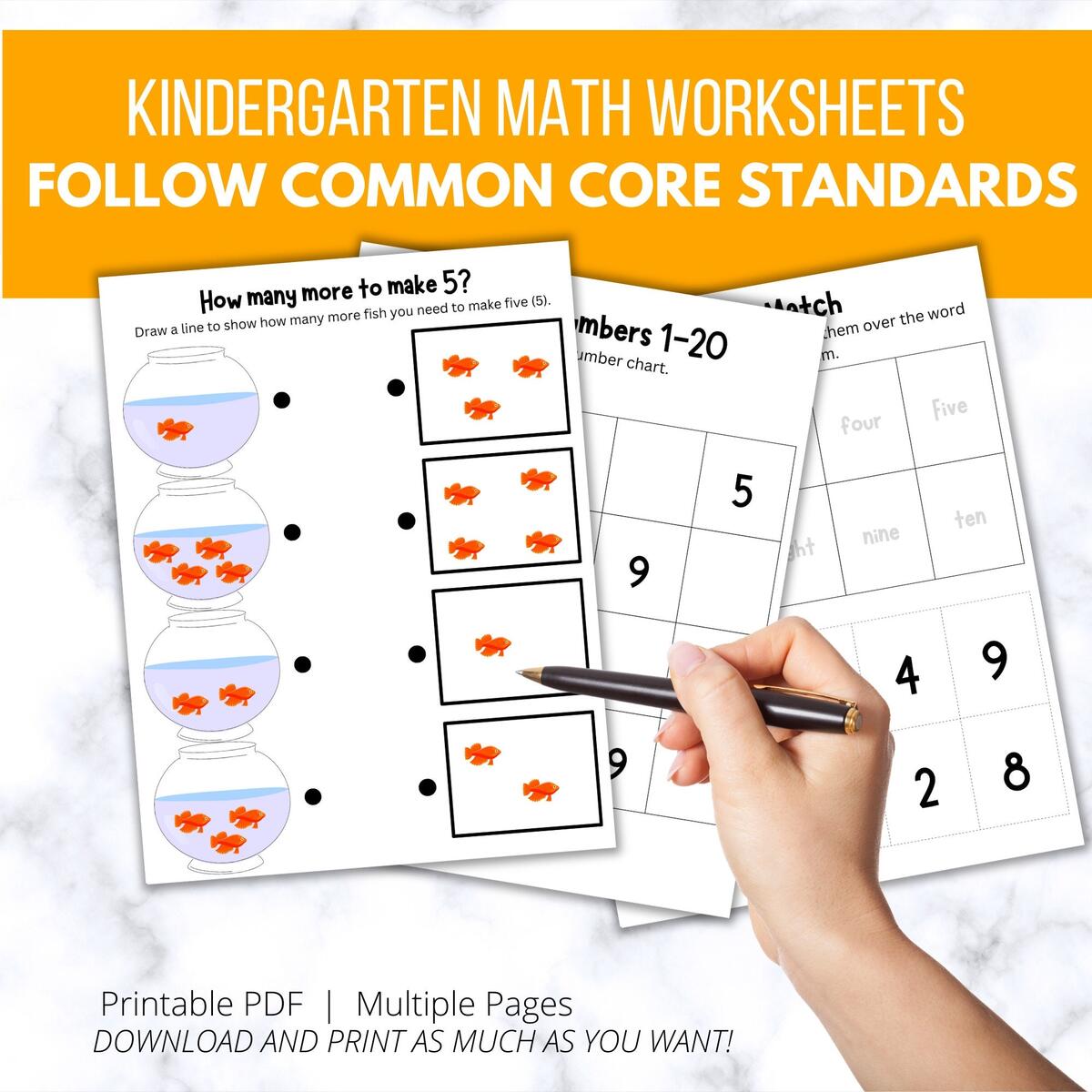 100 Kindergarten Math Common Core Worksheets Printable Instant Download Busy Book Teachers Homeschooling Homework Independent Review Etsy K G A 1 Worksheets Printable Kindergarten Math Worksheets Cazoom Math