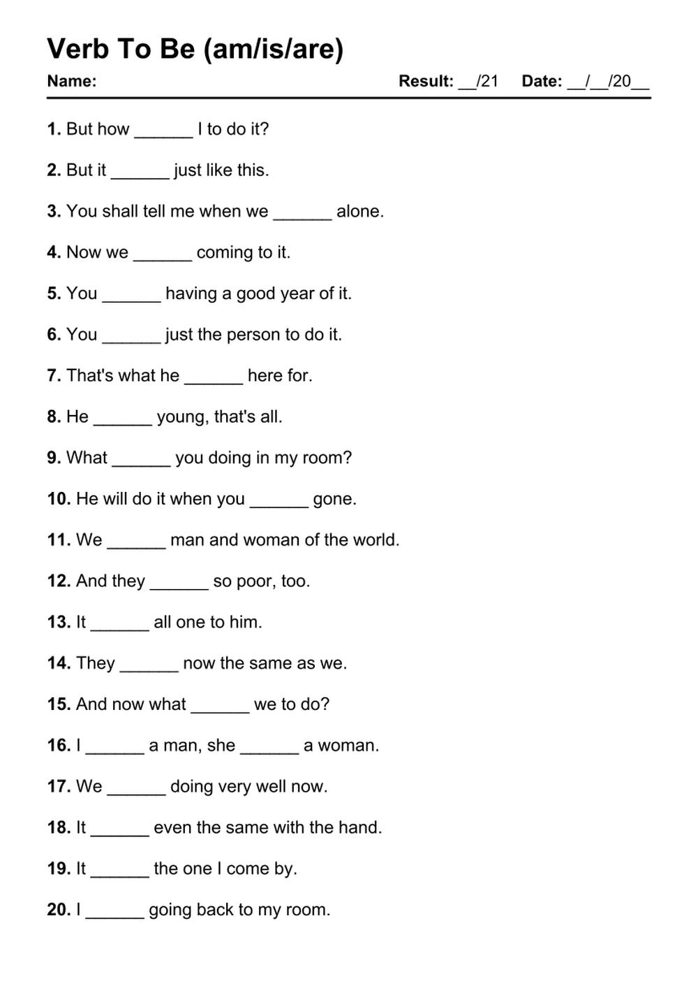 101 Verb To Be PDF Worksheets With Answers 2103 Exercises Grammarism The Verb To Be Simple Present Fill In The Blanks Grammar Worksheet Ezpzlearn