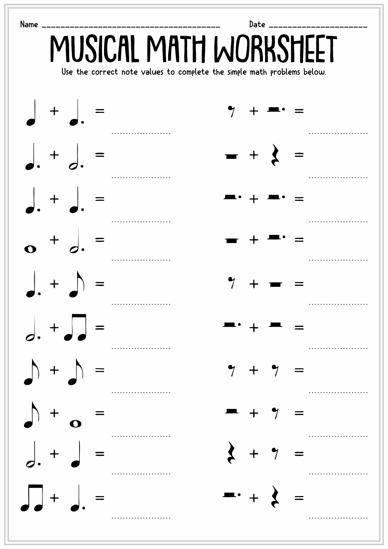 11 Music Theory Worksheets Note Value Free PDF At Worksheeto Worksheets Library Music Math Worksheet Level 1 Mine Online Exercise For Live Worksheets Library