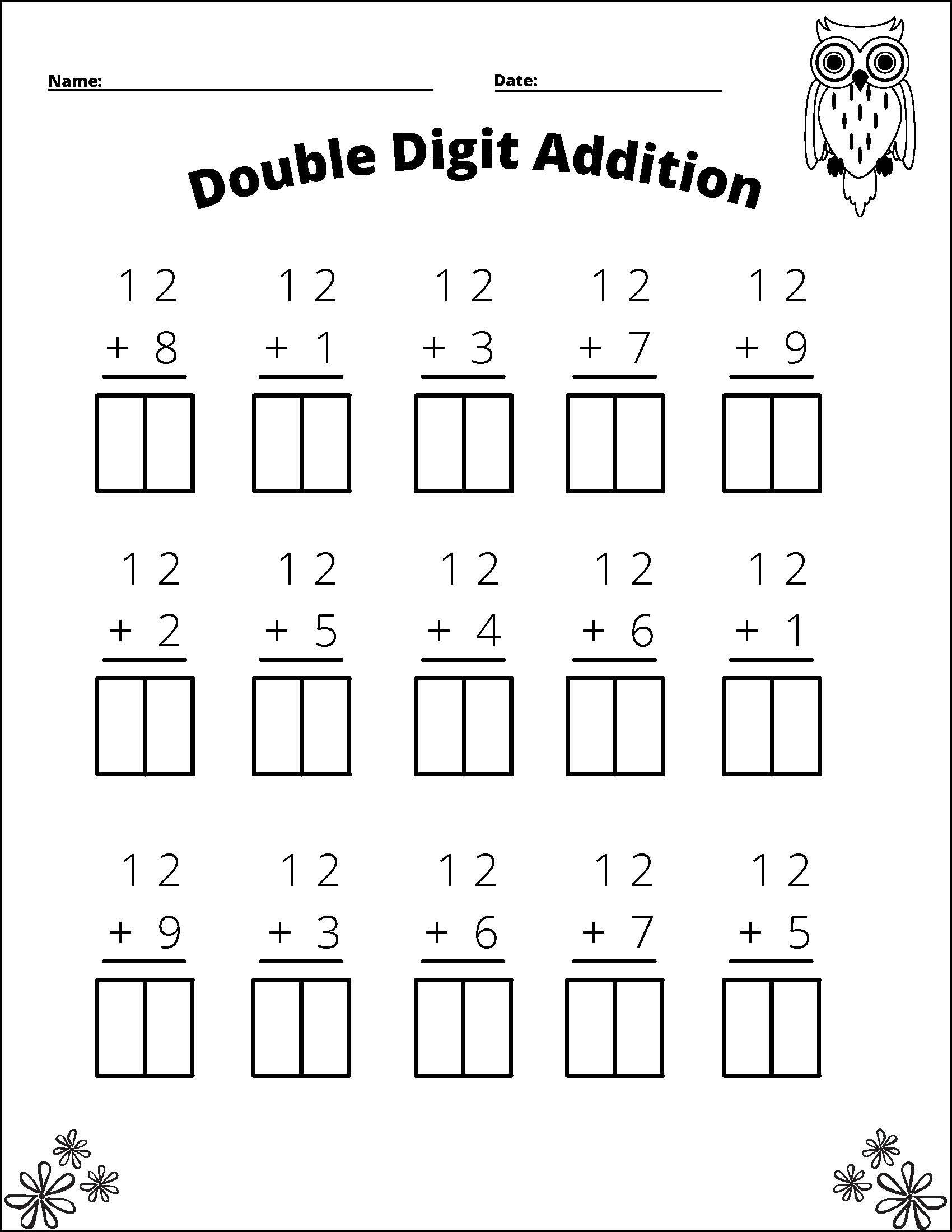 11 Printable Double Digit Addition Worksheets Numbers 10 20 Grades 1st And 2nd Etsy Two Digit Addition Worksheets Printable 2 Digit Problems Free Printables Lettering SVG Files Tools Apps
