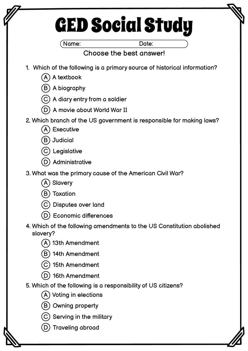 12 Printable GED Social Studies Worksheets Free PDF At Worksheeto 12 Printable GED Social Studies Worksheets Free PDF At Worksheeto