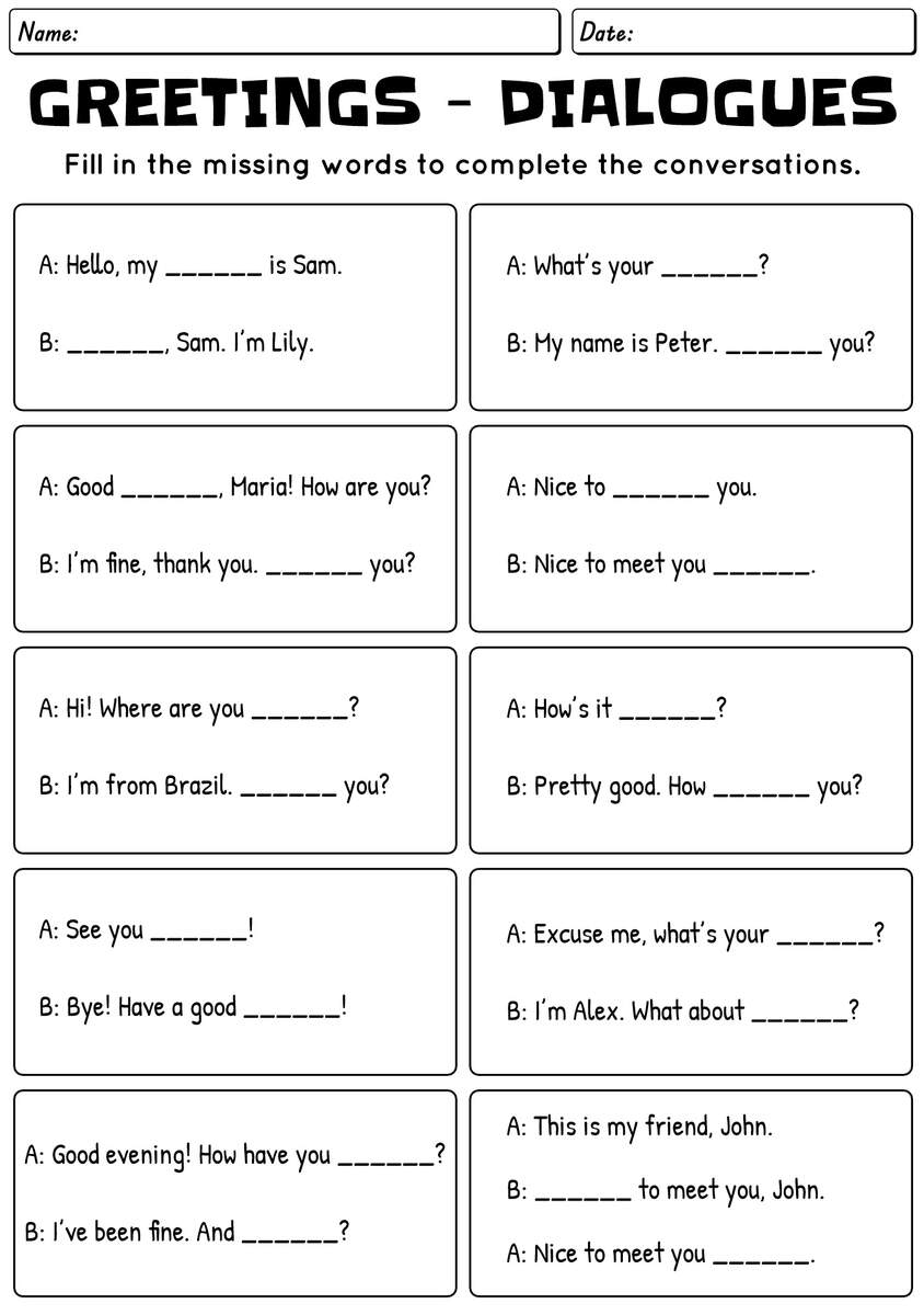 13 ESL Introductions And Greetings Worksheets Free PDF At Worksheeto 13 ESL Introductions And Greetings Worksheets Free PDF At Worksheeto