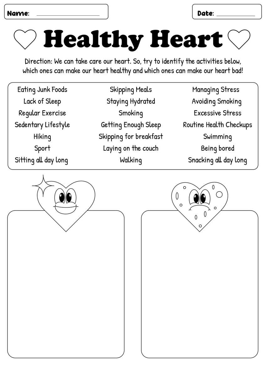 13 Heart Health Worksheets Free PDF At Worksheeto