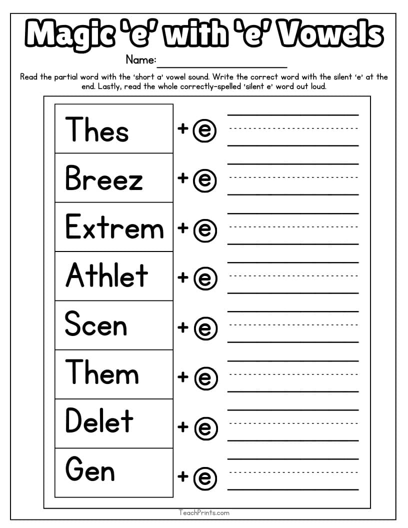 13 Magic E Worksheets Free PDF Printables Teach Prints 13 Magic E Worksheets Free PDF Printables Teach Prints