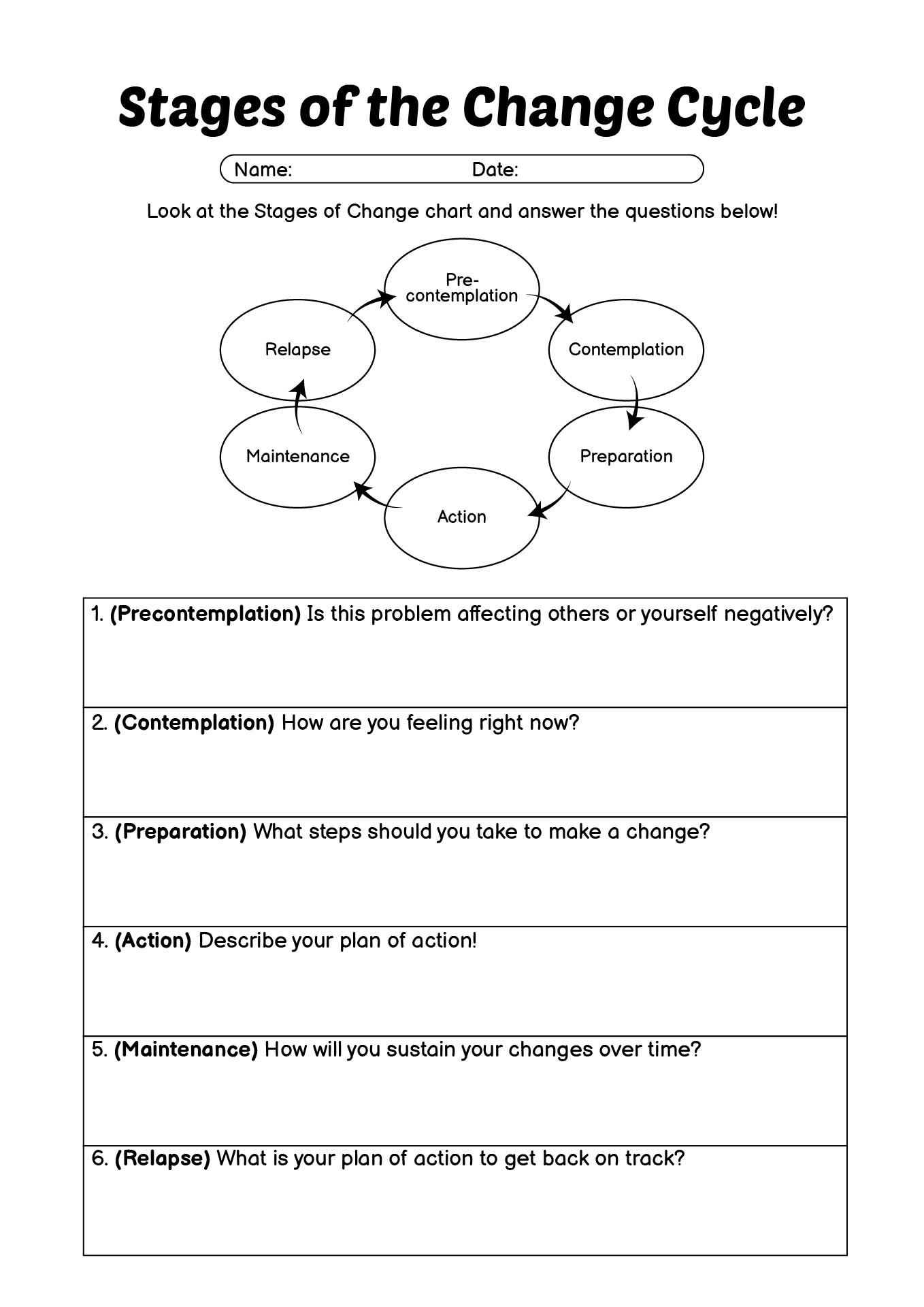 14 Stages Of Change Worksheet Addiction Free PDF At Worksheeto Stages Of Change Worksheet PDF Editable Fillable Printable TherapyByPro