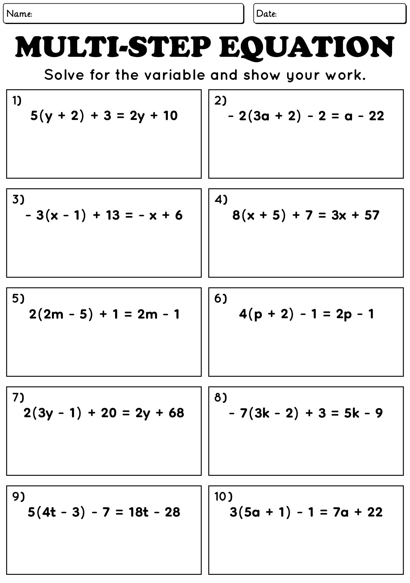 15 Multi Step Equations Worksheets Free PDF At Worksheeto 15 Multi Step Equations Worksheets Free PDF At Worksheeto