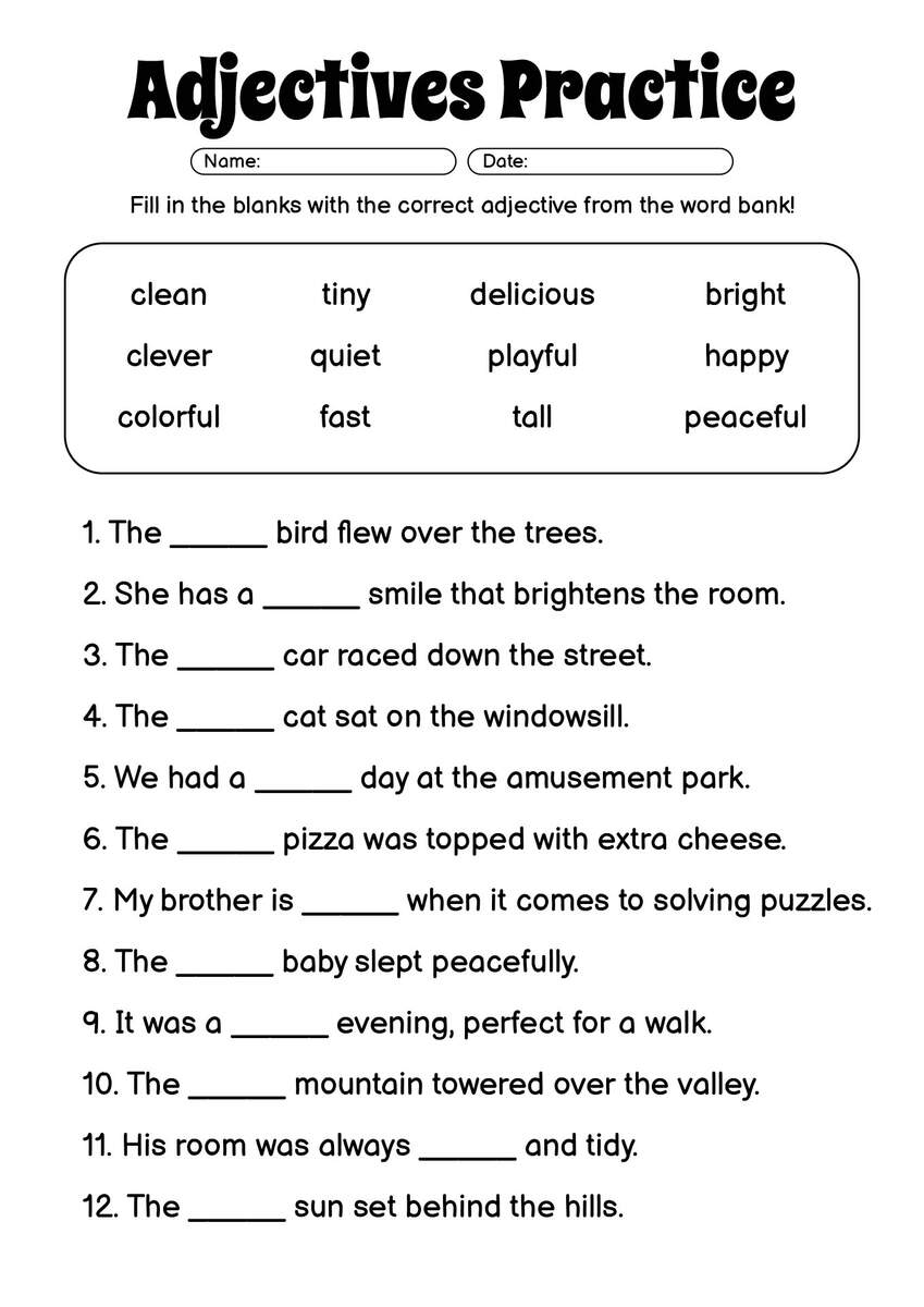 16 Printable Adjective Worksheets 4th Grade Free PDF At Worksheeto Fourth Grade Free English Worksheets Biglearners Worksheets Worksheets Library