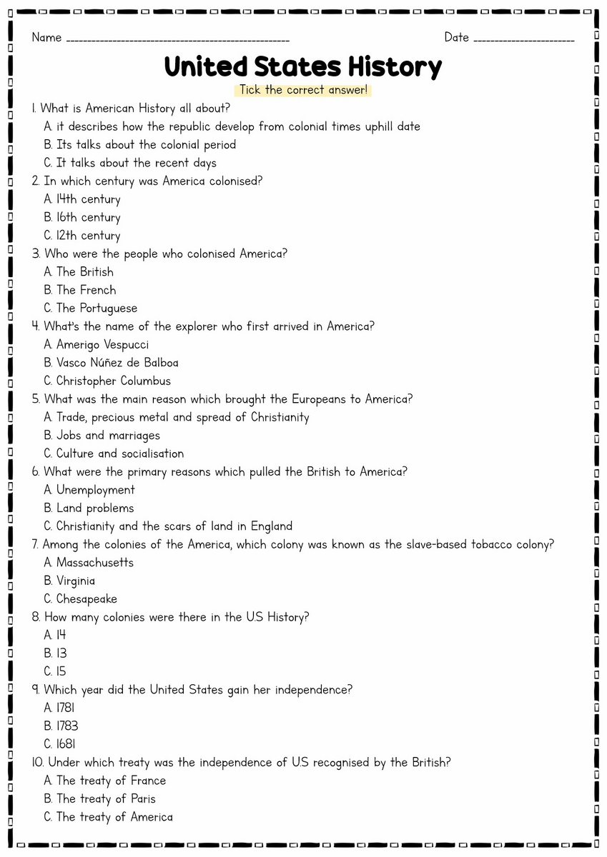 17 U S History Worksheets Free PDF At Worksheeto 17 U S History Worksheets Free PDF At Worksheeto