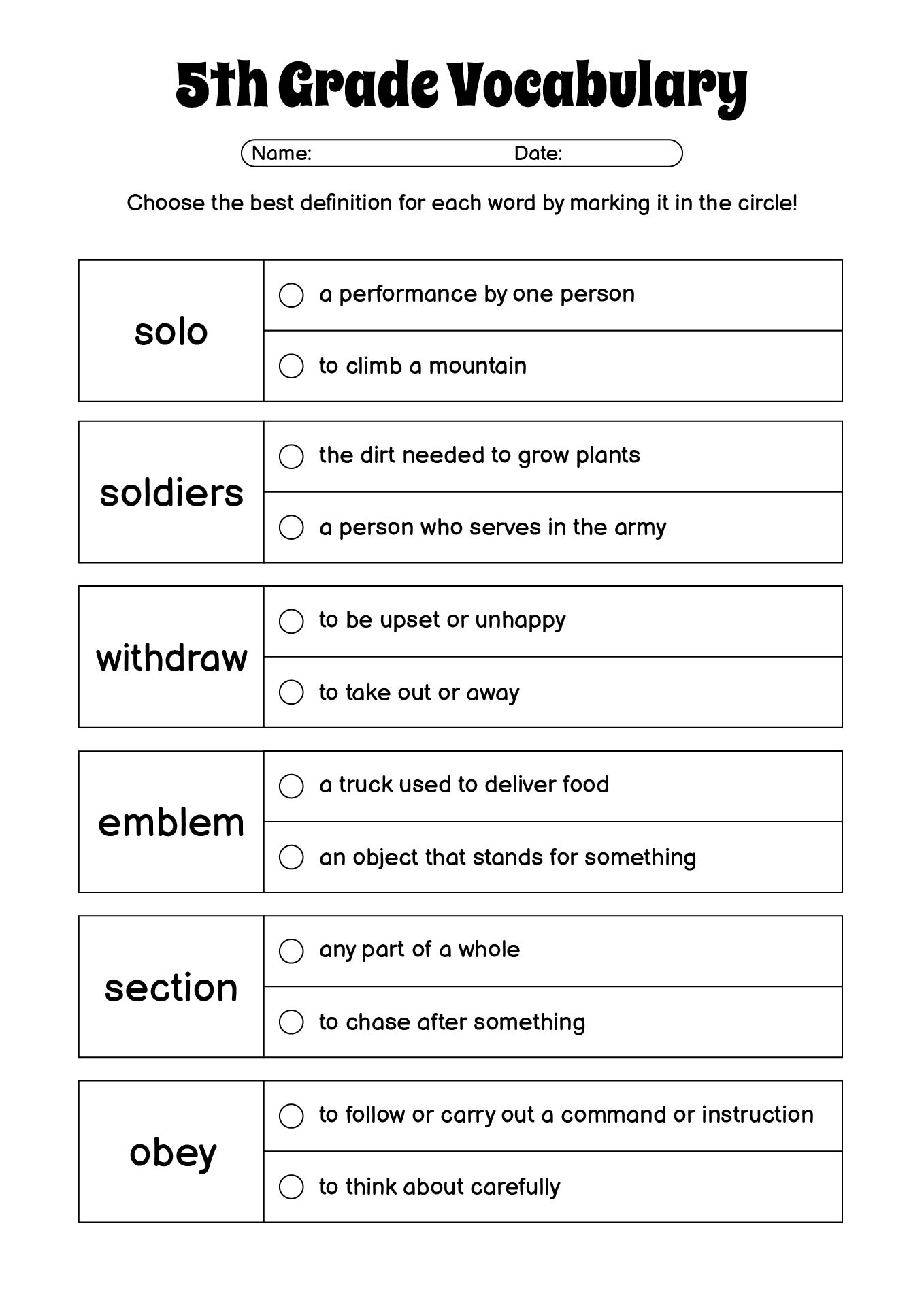 18 5th Grade Vocabulary Worksheets Printable Free PDF At Worksheeto