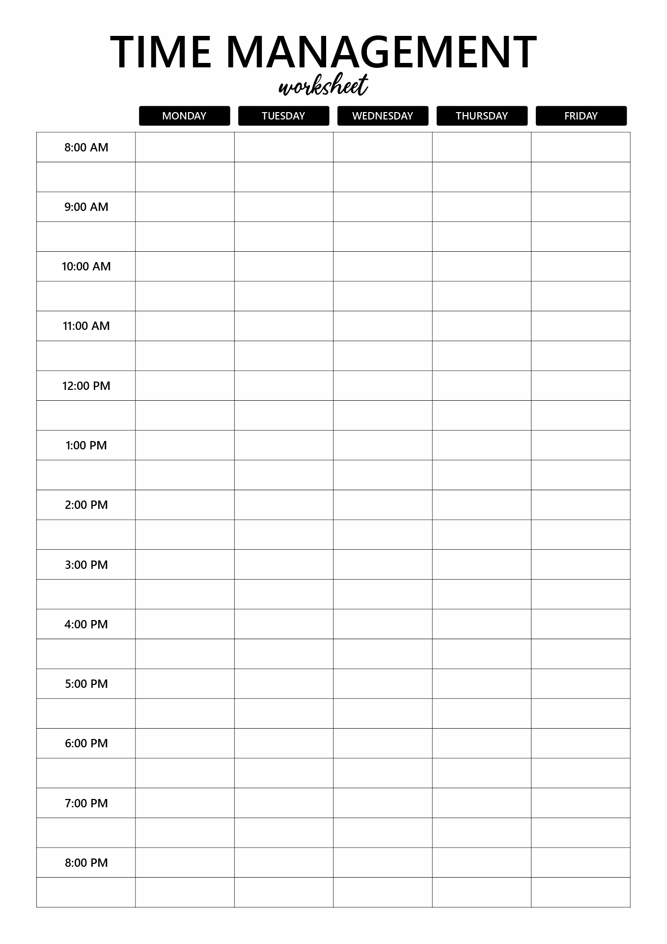 18 Time Management Schedule Worksheets Free PDF At Worksheeto How To Get More Done With Time Management Worksheets