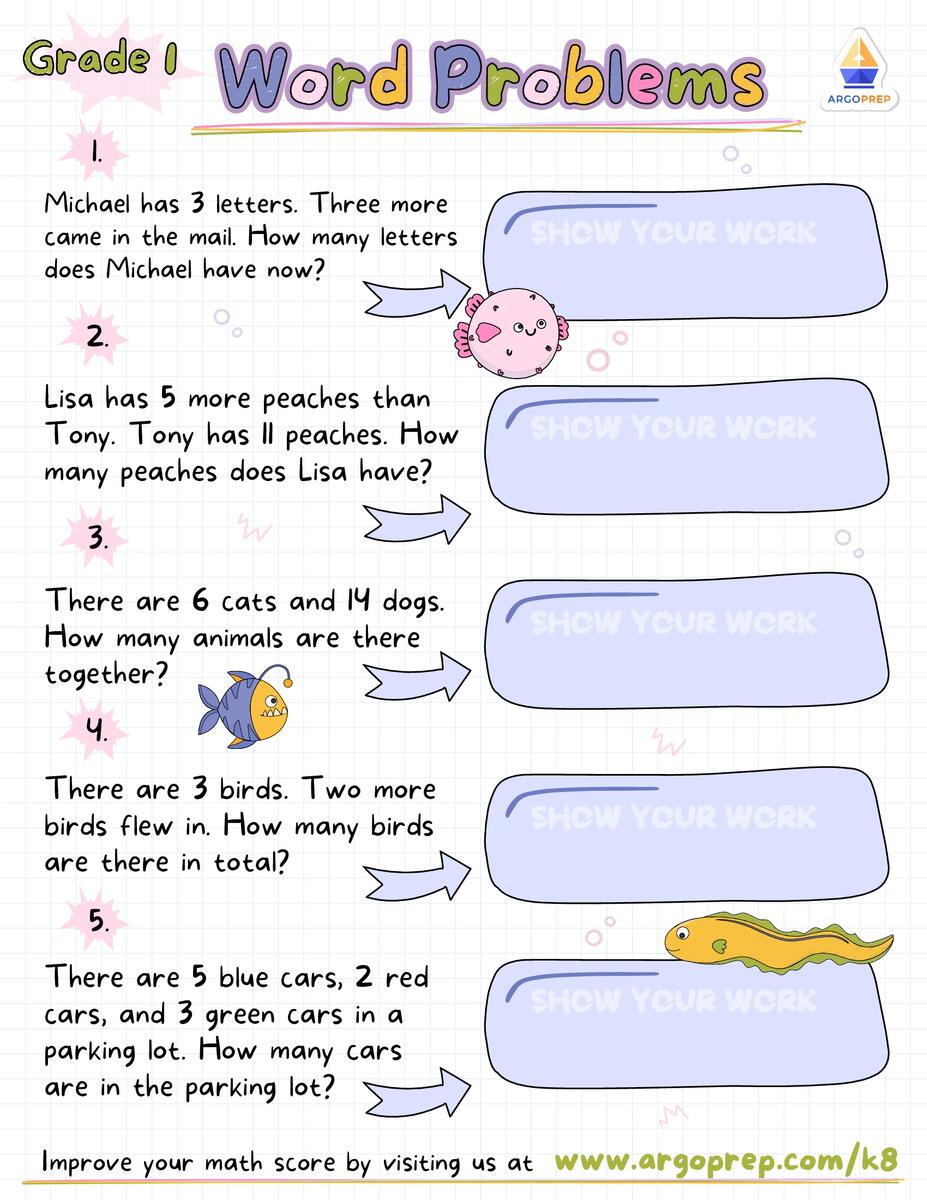 1st Grade Word Problems Mixed Addition Subtraction Worksheets For Free ArgoPrep