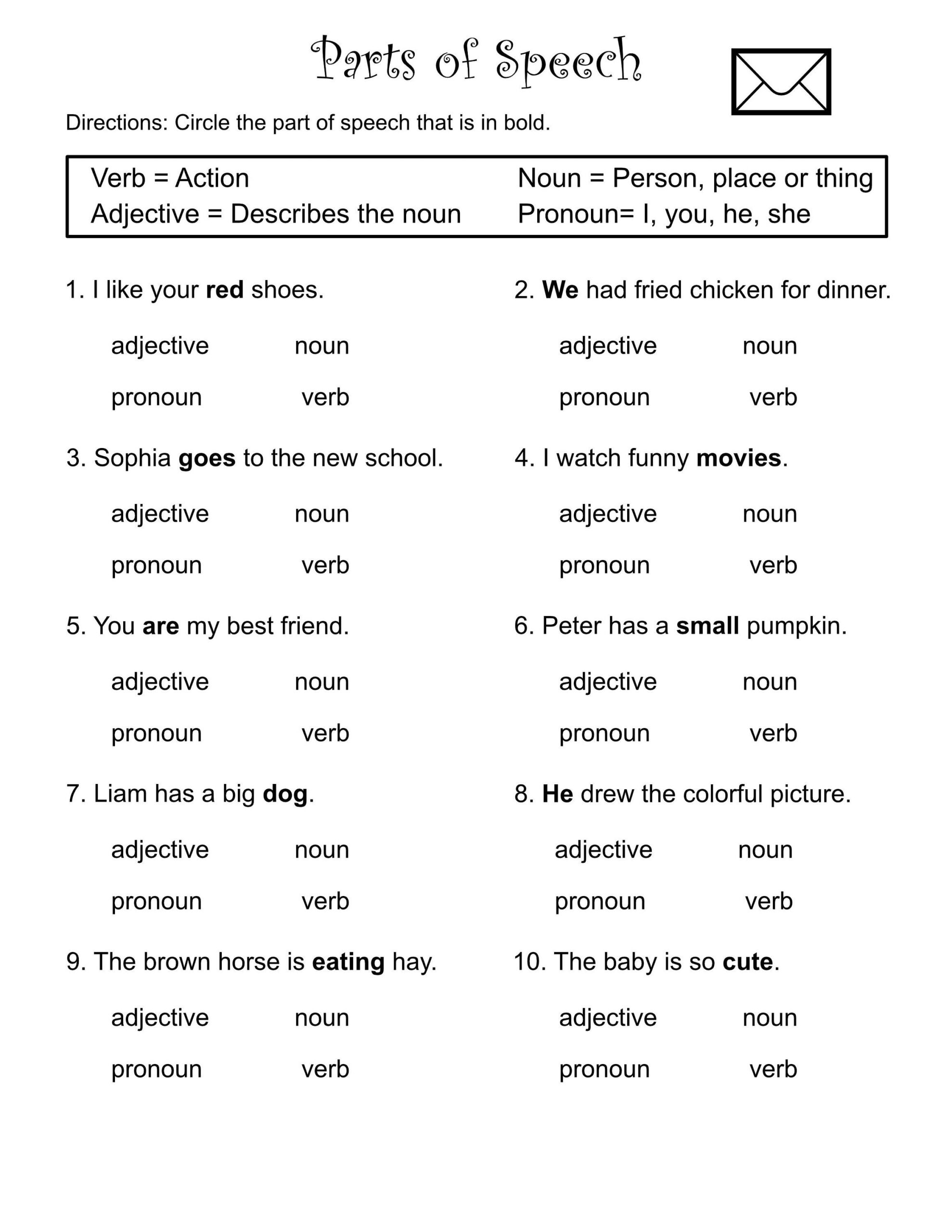 1st Through 3rd Grade Parts Of Speech Worksheets Verbs Nouns Adjectives Pronouns Printable Etsy Israel