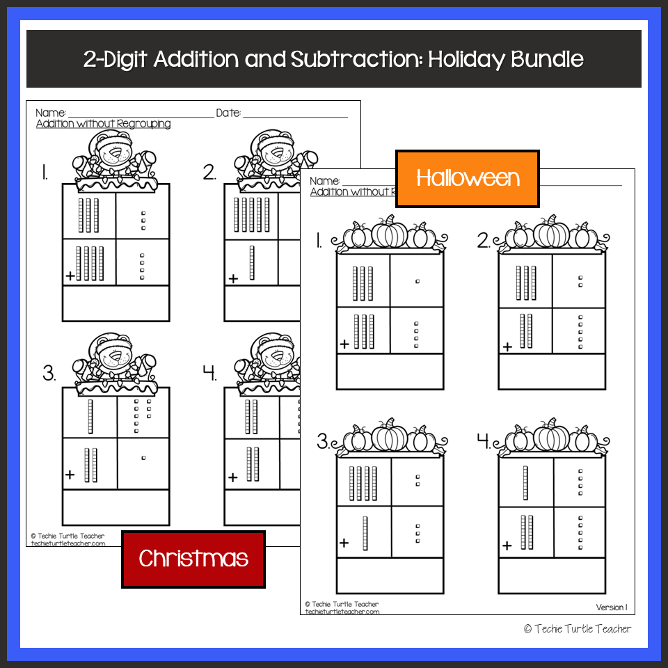 2 Digit Addition Subtraction Using Base Ten Blocks Holiday Bundle Made By Teachers 2 Digit Addition Subtraction Using Base Ten Blocks Holiday Bundle Made By Teachers