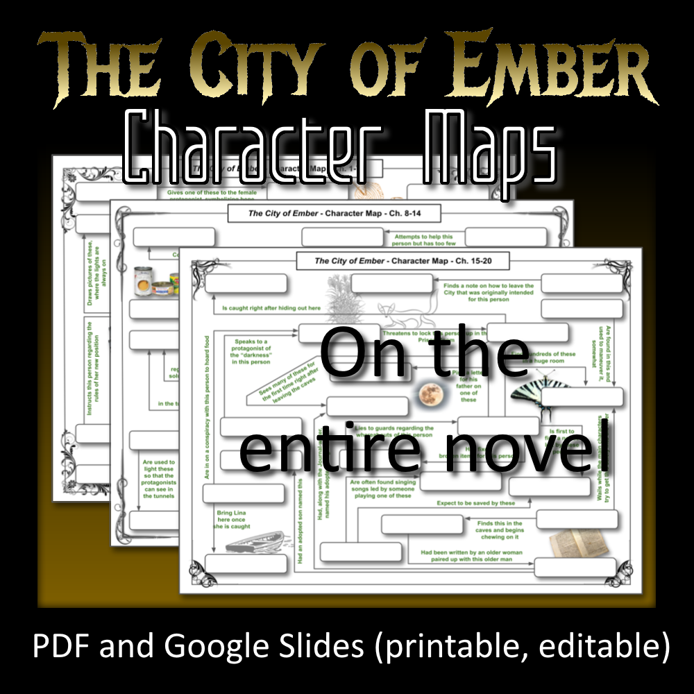 3 Character Maps On THE CITY OF EMBER Worksheet Quiz Test NO PREP Just Print PDF Classful