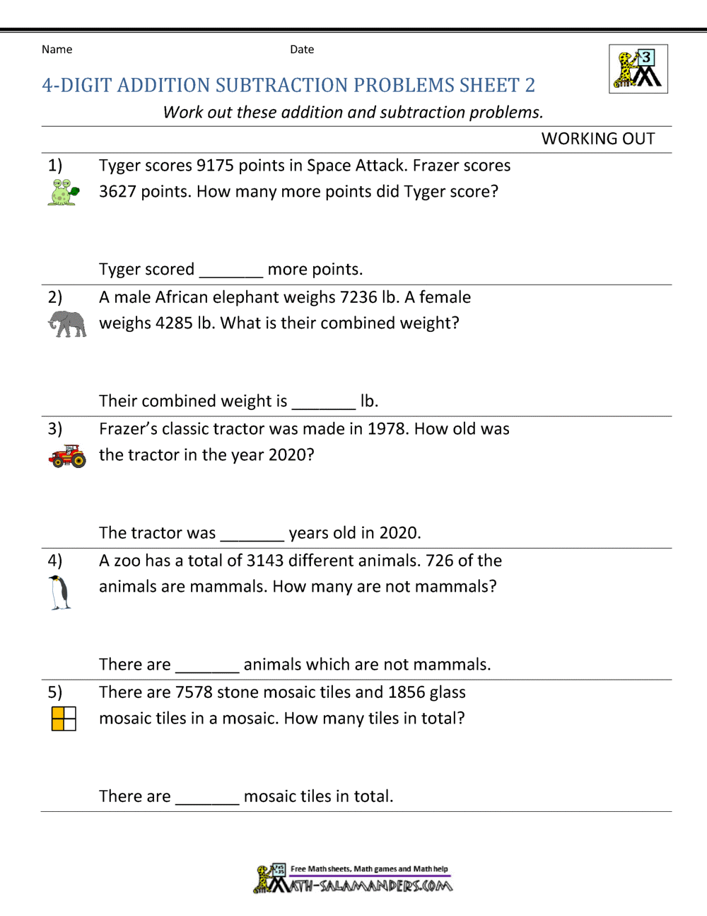 3rd Grade Addition And Subtraction Word Problems 41