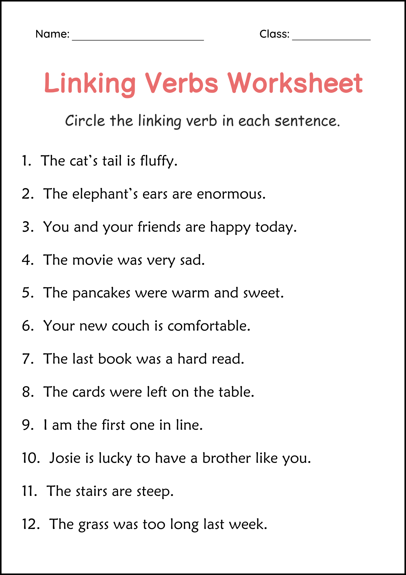 3rd Grade Linking Verb Grammar Worksheets Linking Verb Activities Made By Teachers 3rd Grade Linking Verb Grammar Worksheets Linking Verb Activities Made By Teachers