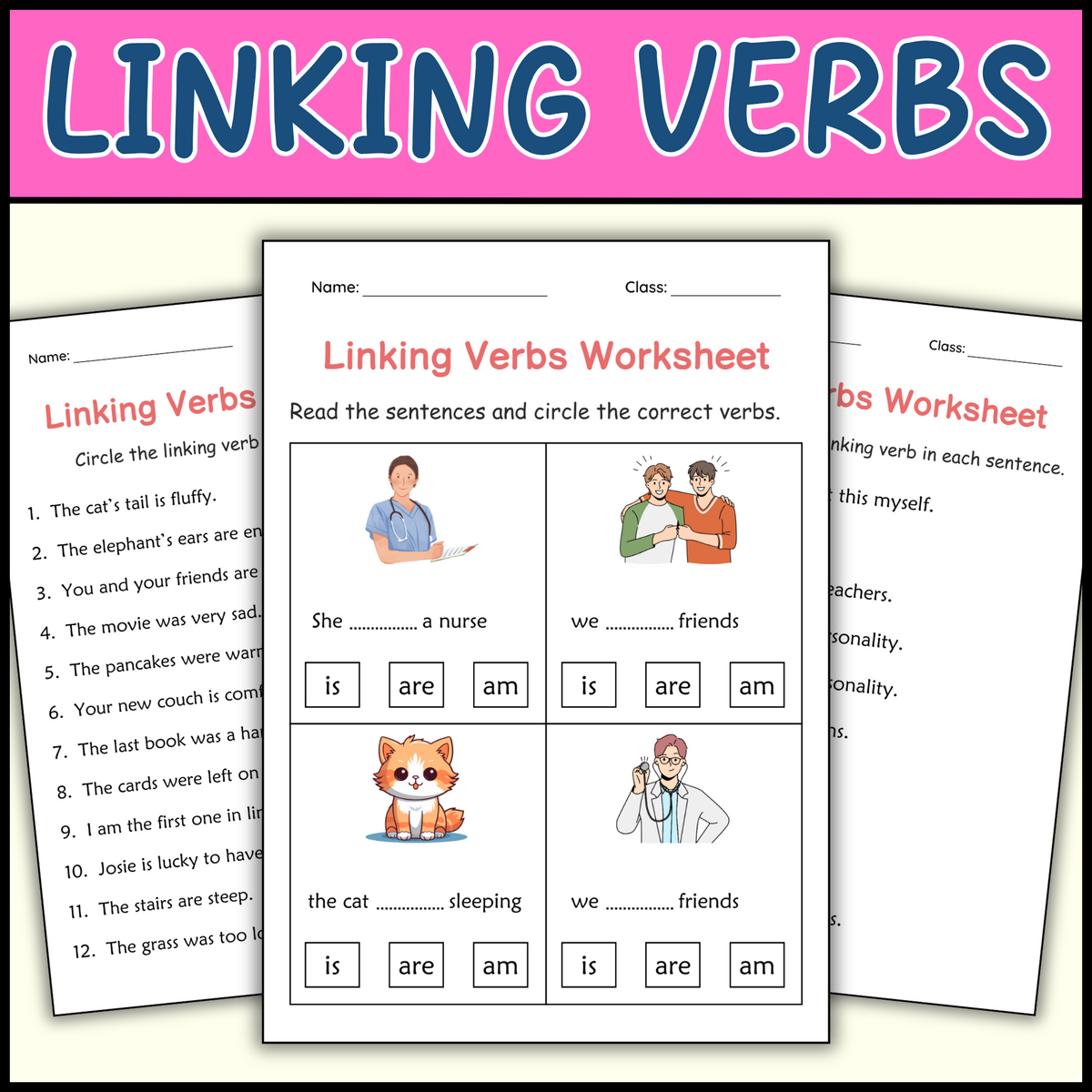 3rd Grade Linking Verb Grammar Worksheets Linking Verb Activities Made By Teachers