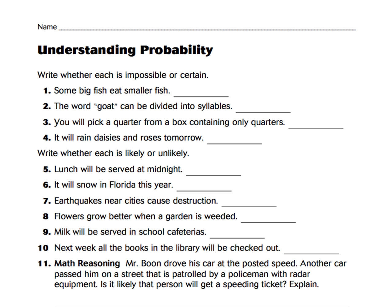 3rd Grade Probability And Statistics Worksheets 3rd Grade Probability And Statistics Worksheets