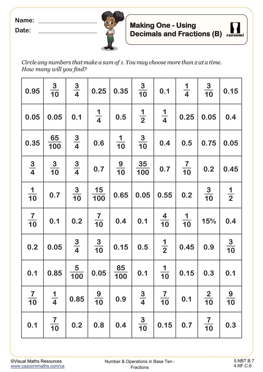 4 NF C 6 Worksheets Printable 4th Grade Math Worksheets Cazoom Math Tenths And Hundredths 4th Grade Math Print Digital 4 NF C 5 MagiCore