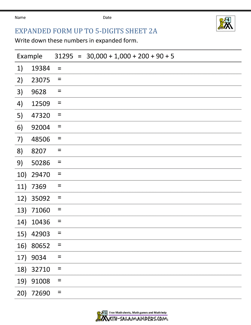 4th Grade Place Value Worksheets Place Value Worksheets Superstar Worksheets