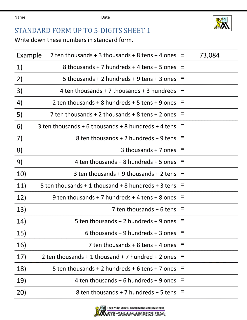 4th Grade Place Value Worksheets Fourth Grade Place Value Worksheet