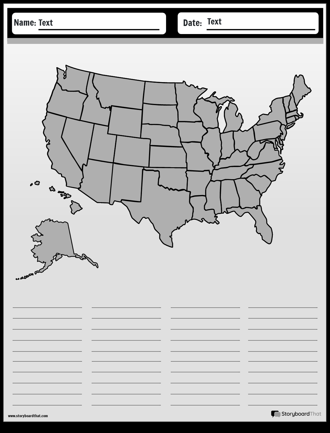 50 States Worksheets Create Print With Storyboard That Printable Map Of The United States Mrs Merry