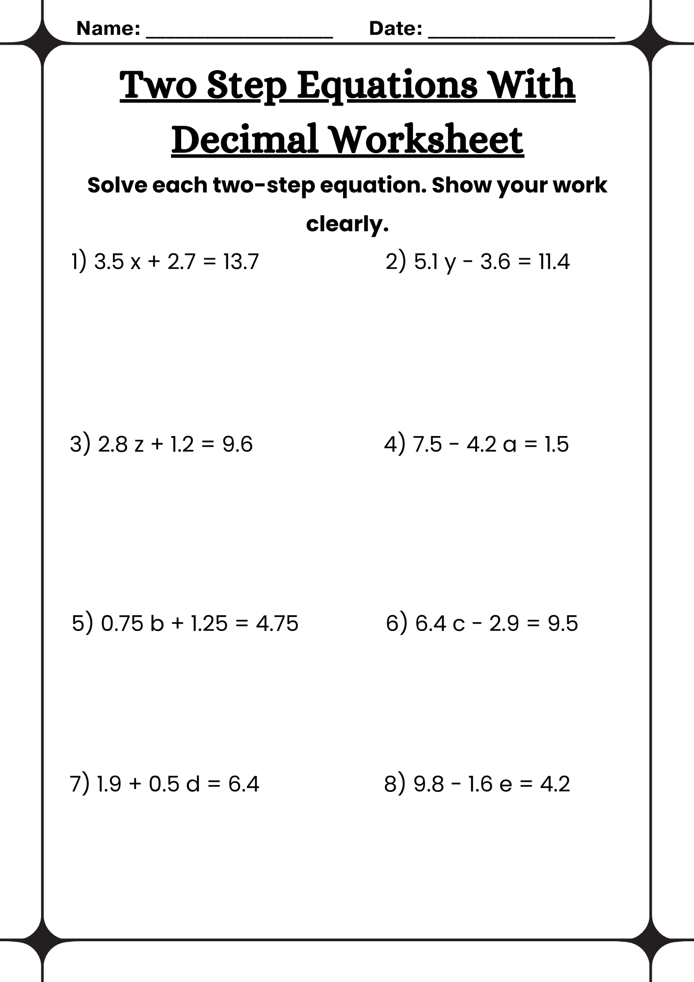 50 Two Step Equations Worksheet Samples To Download In PDF