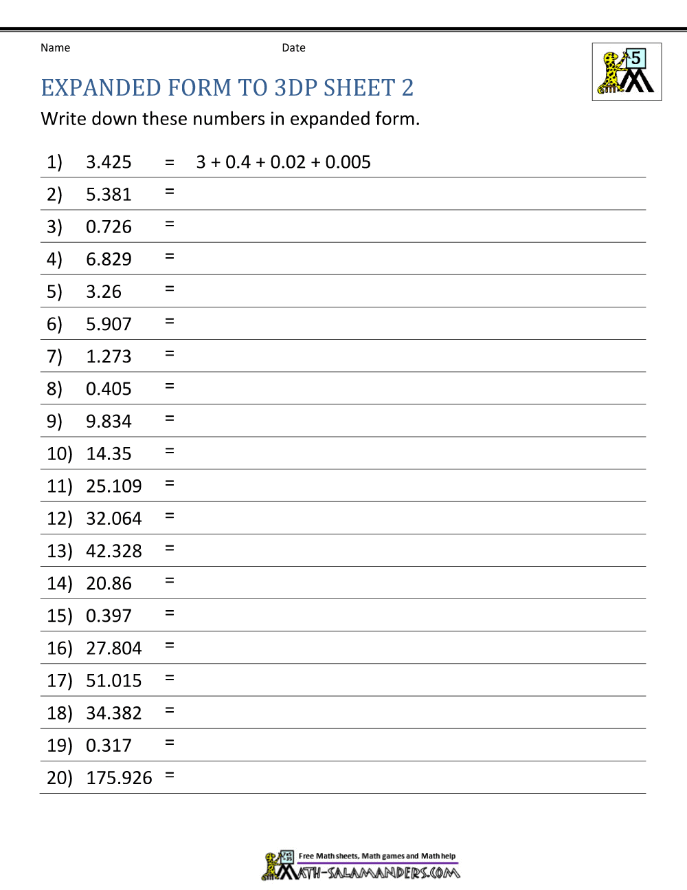 5th Grade Place Value Worksheets Converting Forms Worksheets