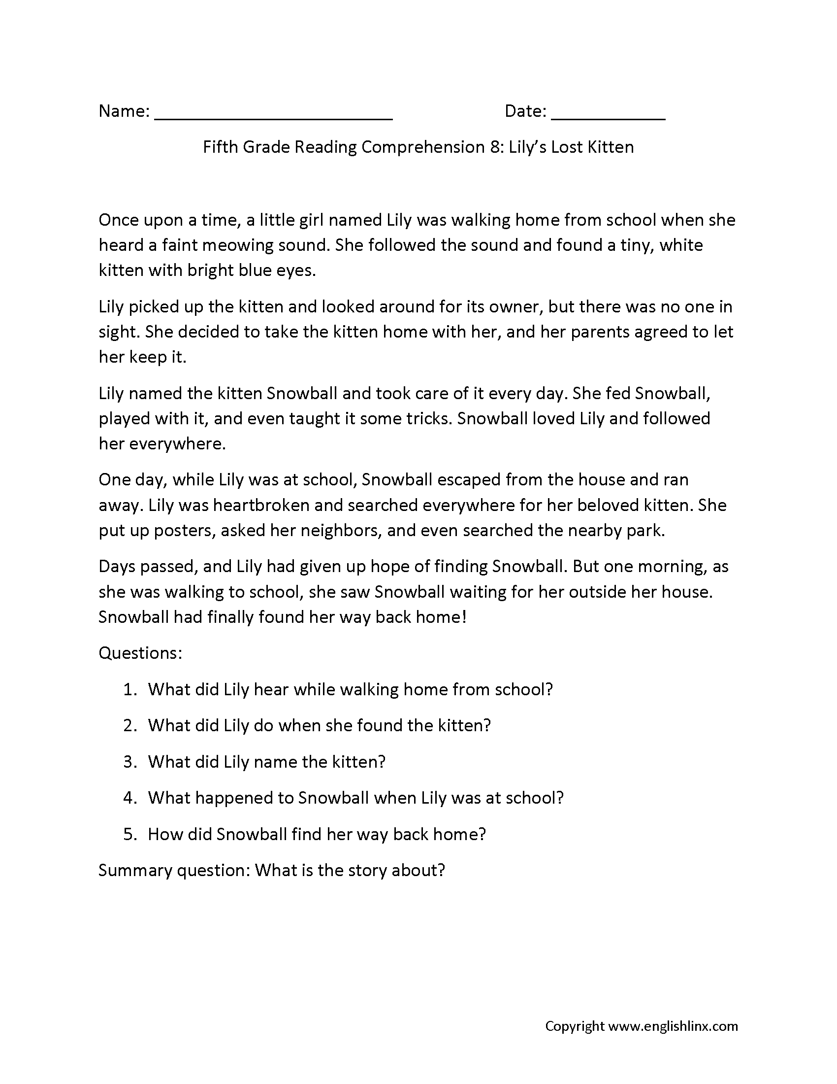 5th Grade Reading Comprehension Worksheets Inference Main Idea Text Evidence 5 Printable Reading Comprehension English Worksheets Ages 4 7 KG1 To Grade 2 Etsy Israel