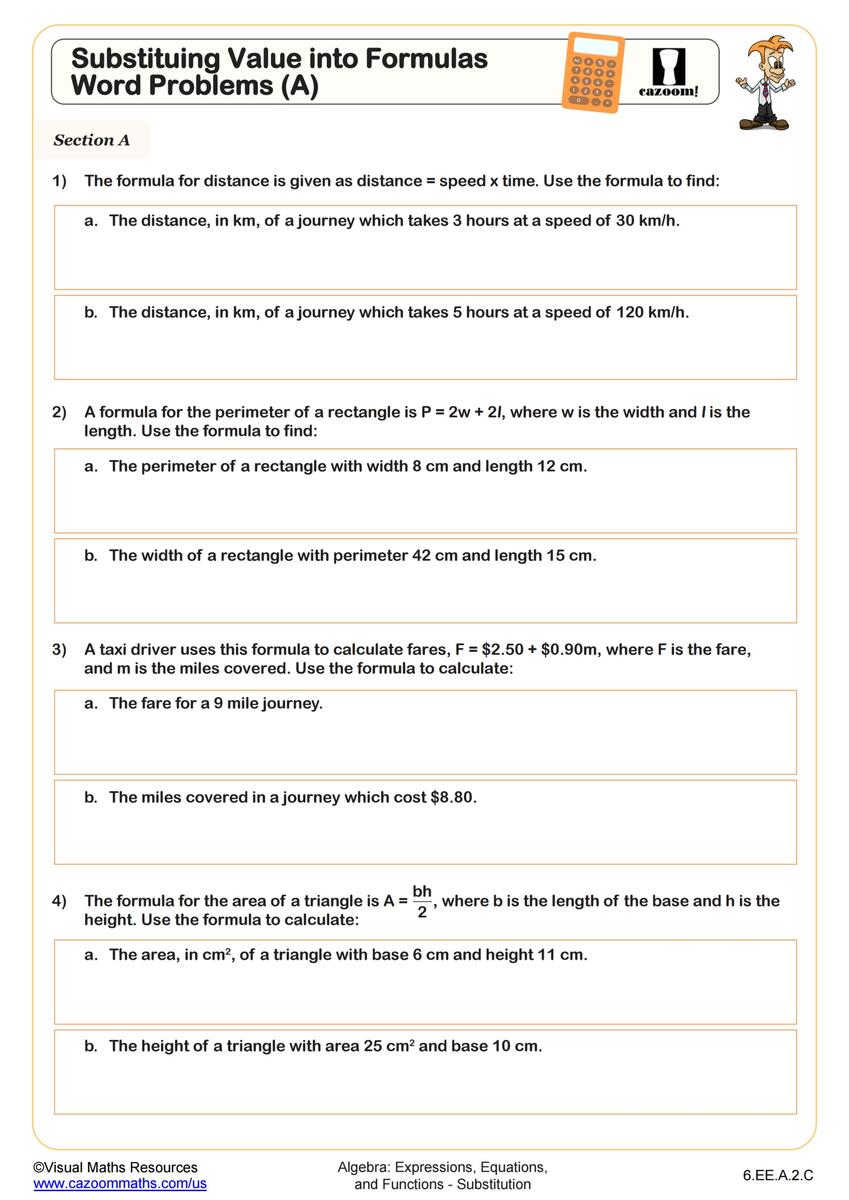 6 EE A 2 C Worksheets Printable 6th Grade Math Worksheets Cazoom Math 6 EE A 2 C Worksheets Printable 6th Grade Math Worksheets Cazoom Math
