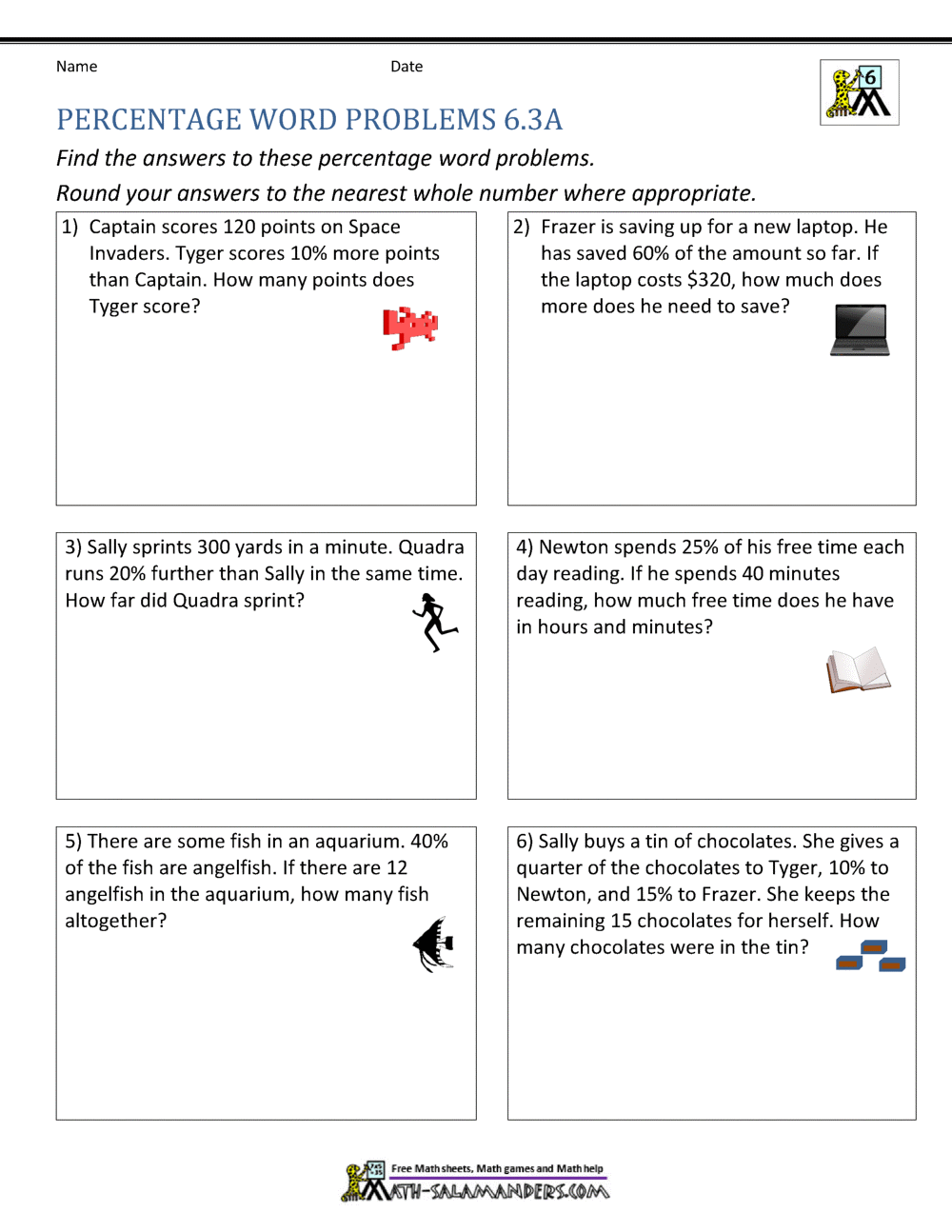 6th Grade Percent Word Problems 6th Grade Percent Word Problems