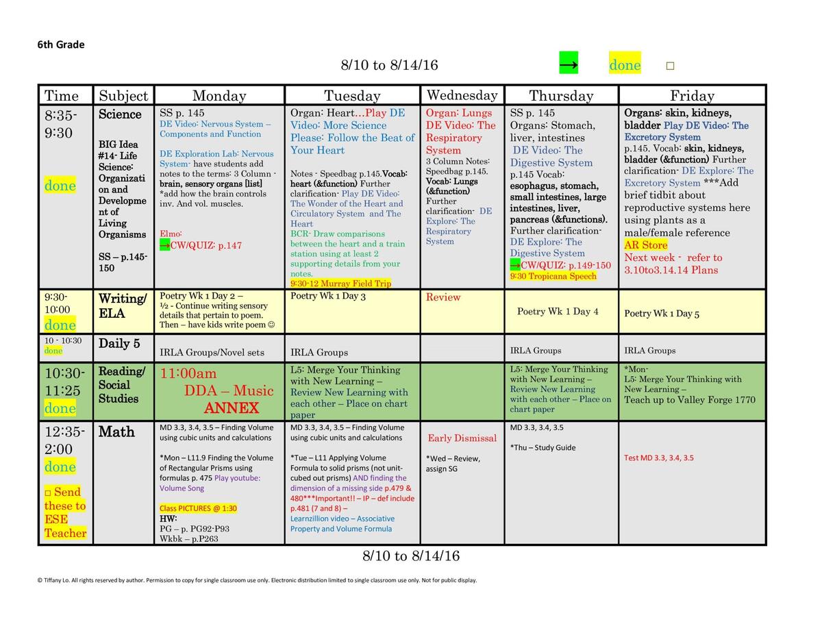 6th Sixth Grade Lesson Plan Template One Week One Page Glance Of All Subjects With Common Core Standards Lists Worksheets Library 6th Sixth Grade Lesson Plan Template One Week One Page Glance Of All Subjects With Common Core Standards Lists Worksheets Library