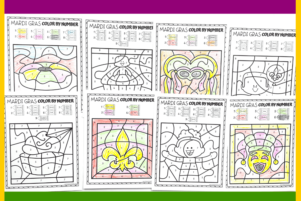 9 Free Mardi Gras Color By Number Printables 9 Free Mardi Gras Color By Number Printables