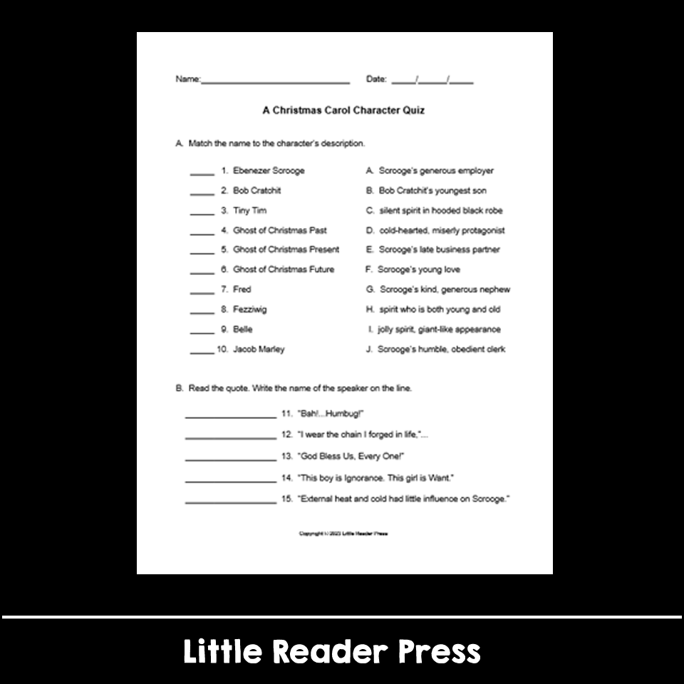 A Christmas Carol Character Quiz With Answer Key Classful A Christmas Carol Character Quiz With Answer Key Classful