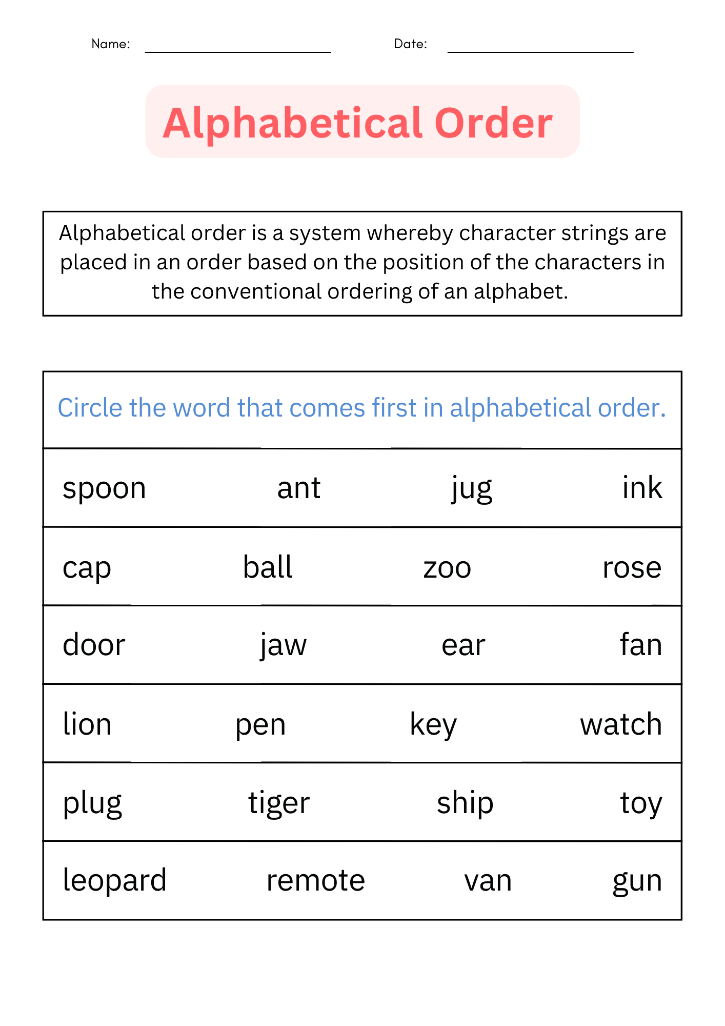 ABC Order Printable Alphabetical Order Worksheets For 1st L 2nd L 3rd Made By Teachers Fall ABC Order Worksheets Cut And Paste Mamas Learning Corner
