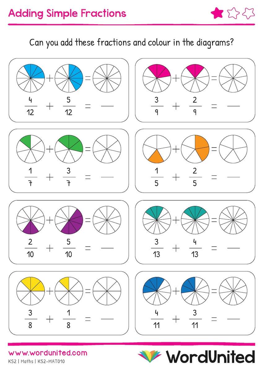 Adding Fractions Worksheets