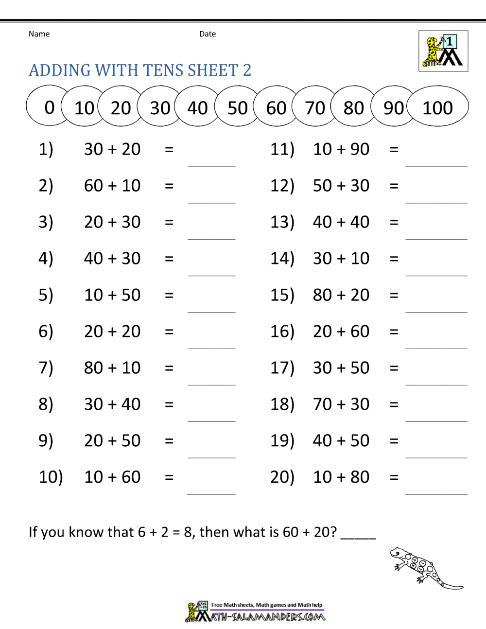 Adding Tens Adding Tens