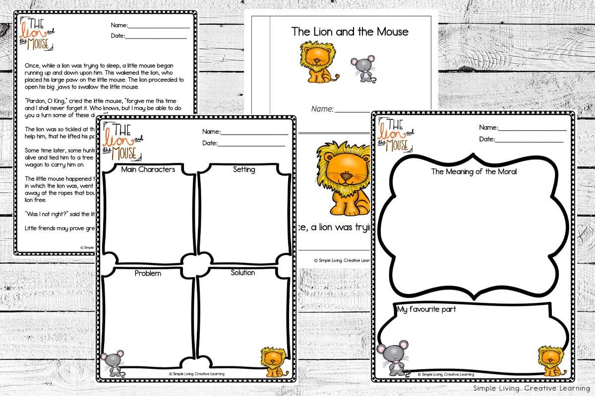 Aesop S Fables Printables The Lion And The Mouse Simple Living Creative Learning