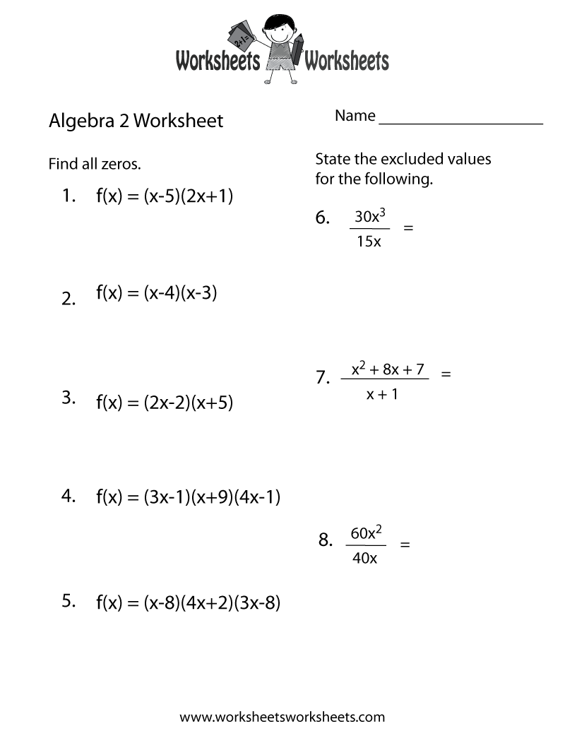 Algebra 2 Practice Worksheet Worksheets Worksheets Worksheets Library Algebra 2 Practice Worksheet Worksheets Worksheets Worksheets Library
