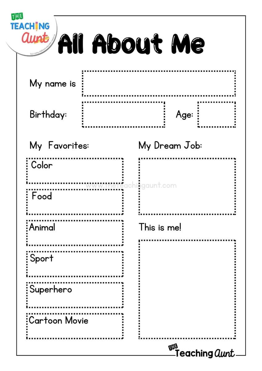 All About Me Worksheets Free Printable The Teaching Aunt All About Me Worksheets Free Printable The Teaching Aunt