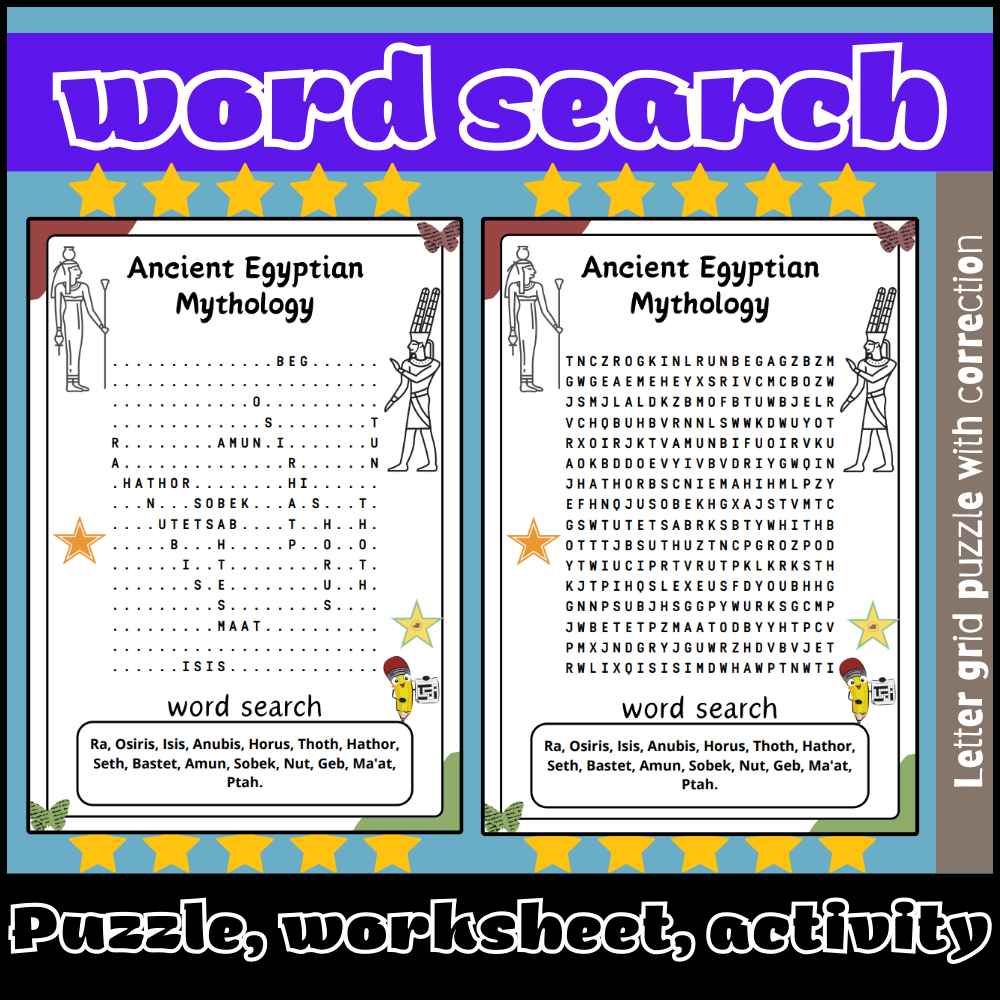 Ancient Egyptian Mythology Word Search Puzzle Worksheet Activity Made By Teachers FREE Ancient Egypt Printable Worksheets Pdf