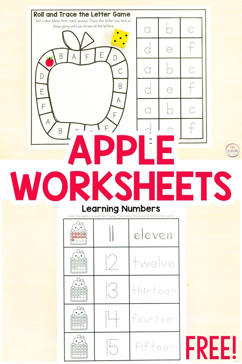 Apple Literacy And Math Worksheets FREE Printable Apple And Apple Seed Counting Worksheets