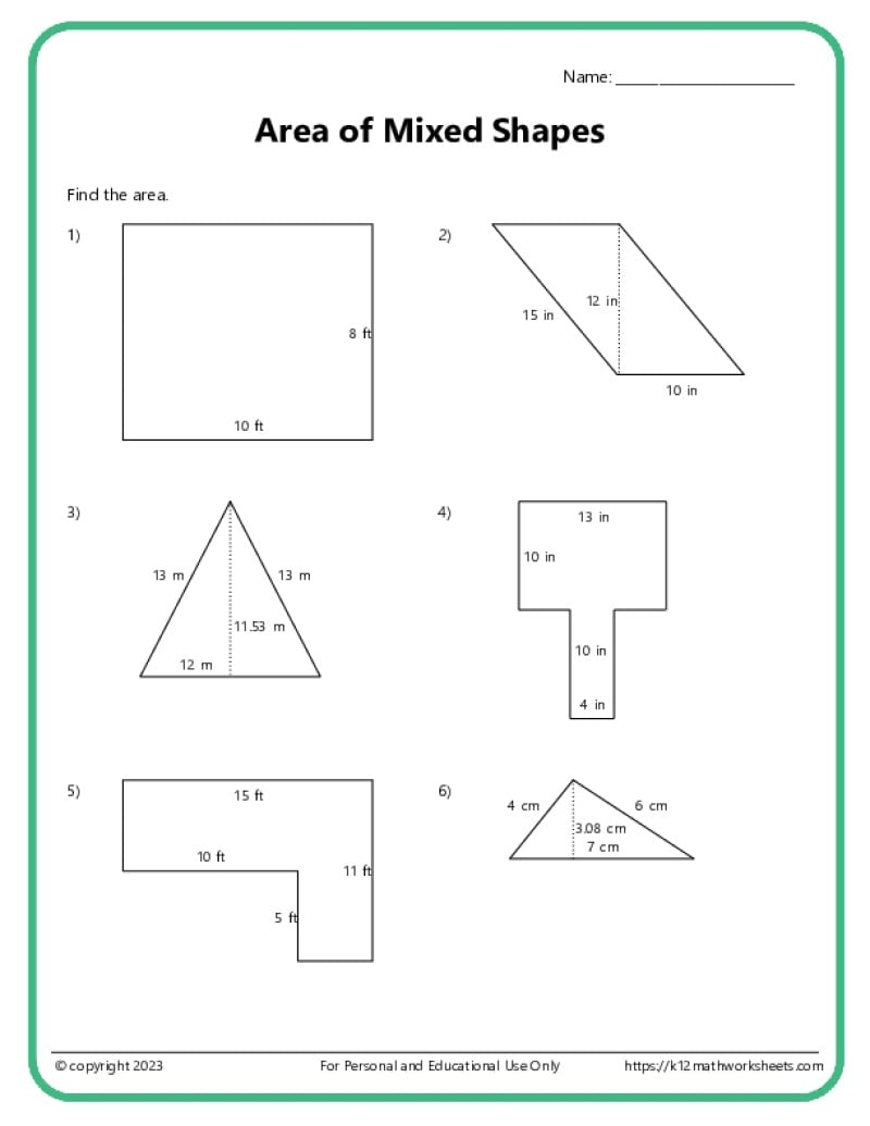 Perimeter And Area Of Triangles Activity Worksheets Library