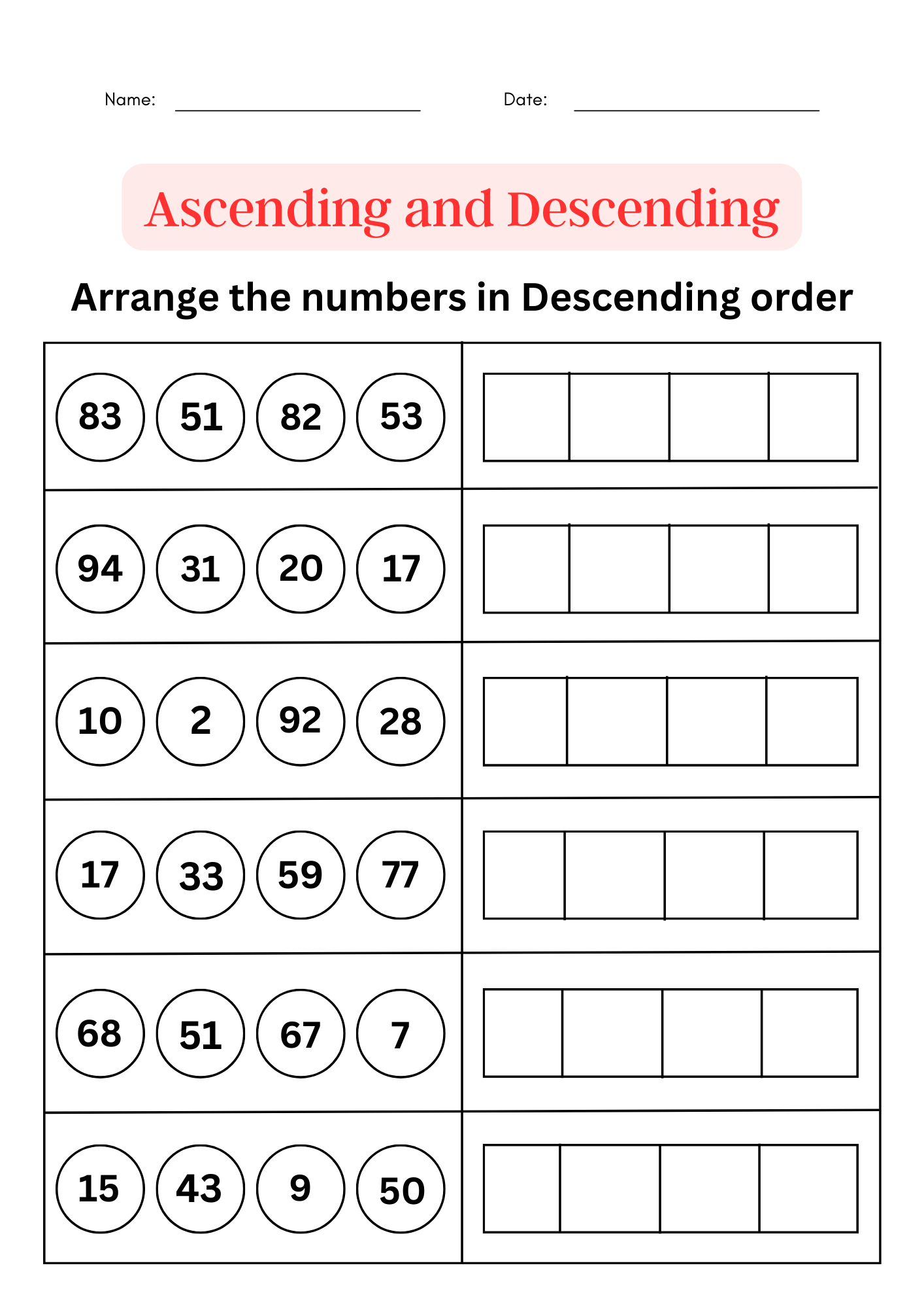 Ascending And Descending Order Worksheet 1 To 100 Ordering Numbers Math Book Made By Teachers Ascending And Descending Order Worksheet 1 To 100 Ordering Numbers Math Book Made By Teachers