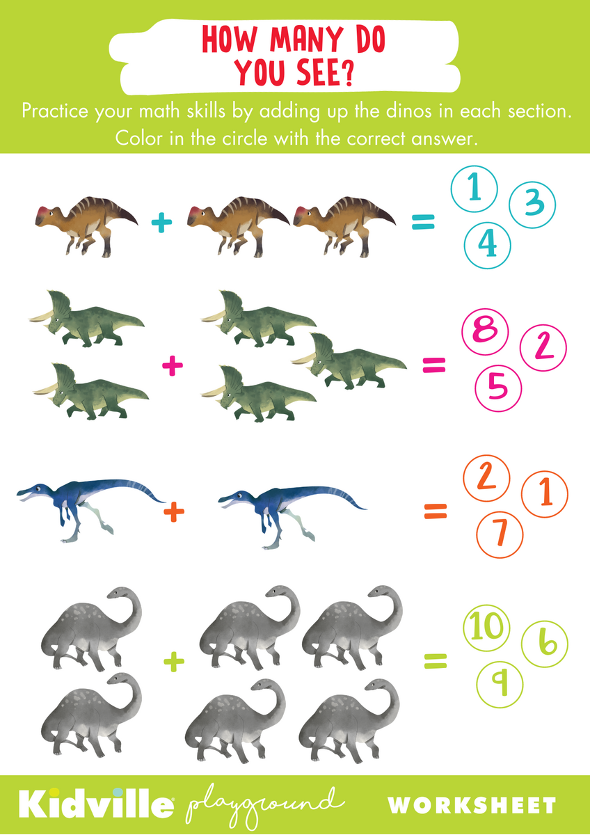 At Home Math Resource Adding The Dinos Kidville At Home Math Resource Adding The Dinos Kidville