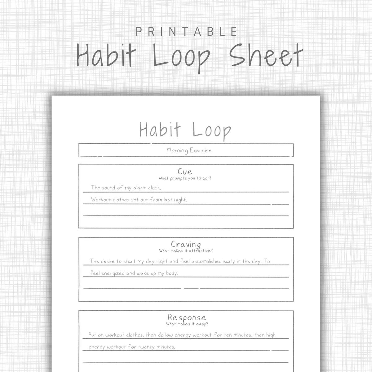 Atomic Habits Worksheet Minimalist Habit Loop Template Behavior Change Printable Self Improvement Self Change Habit Planner Workbook Etsy